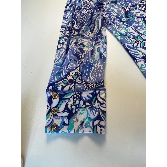 Lilly Pulitzer Sophie Dress 60 animals Women's Blue White Print 3/4 Sleeve Sz L - Picture 11 of 13